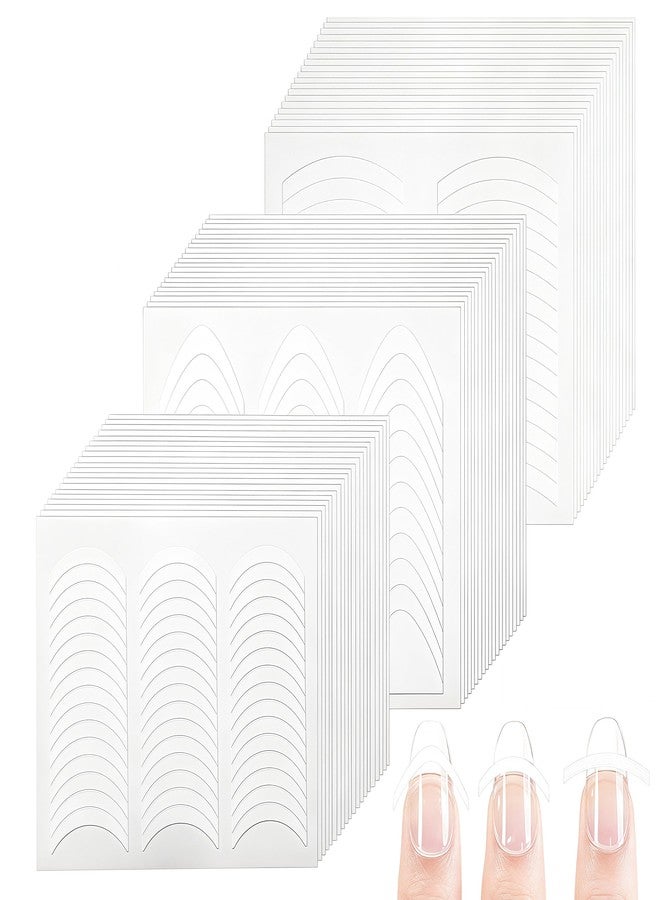LUSTRIB 60 Sheets 2280 Pieces French Manicure Strips, French Tip Nail Stickers Guide, Self Adhesive Nail Art Designs for Women, 3 Moon Shape Design, DIY Manicure Tips - Image 1
